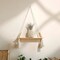2-Pack Macramé Wooden Wall Hanging Shelves – Boho Floating Plant Shelves with Tassels, Handmade Rustic Storage & Display Rack for Pots, Planters, and Home Decor